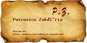 Petrovics Zakária névjegykártya